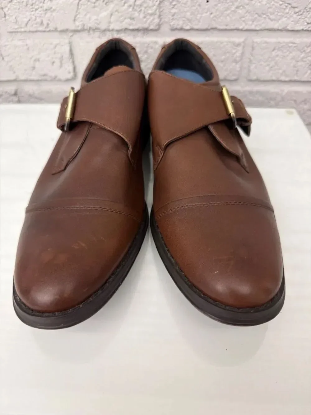 Vionic Ethan Orthaheel Technology Men’s Brown Leather Monk Strap Shoe Size 8.5